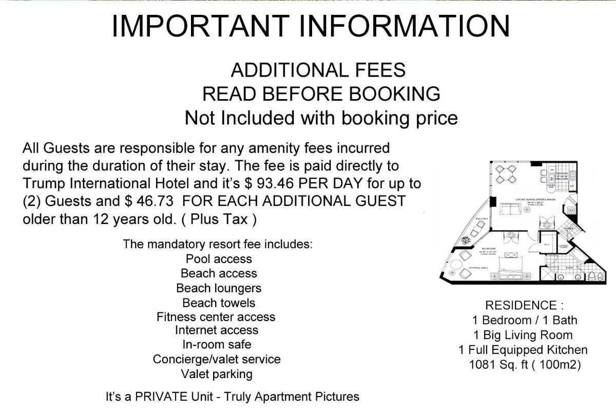 Апартаменты Trump International Beach Resort Ocean View 1100 sf 1 Bed 1Bth Privately Owned Sunny Isles